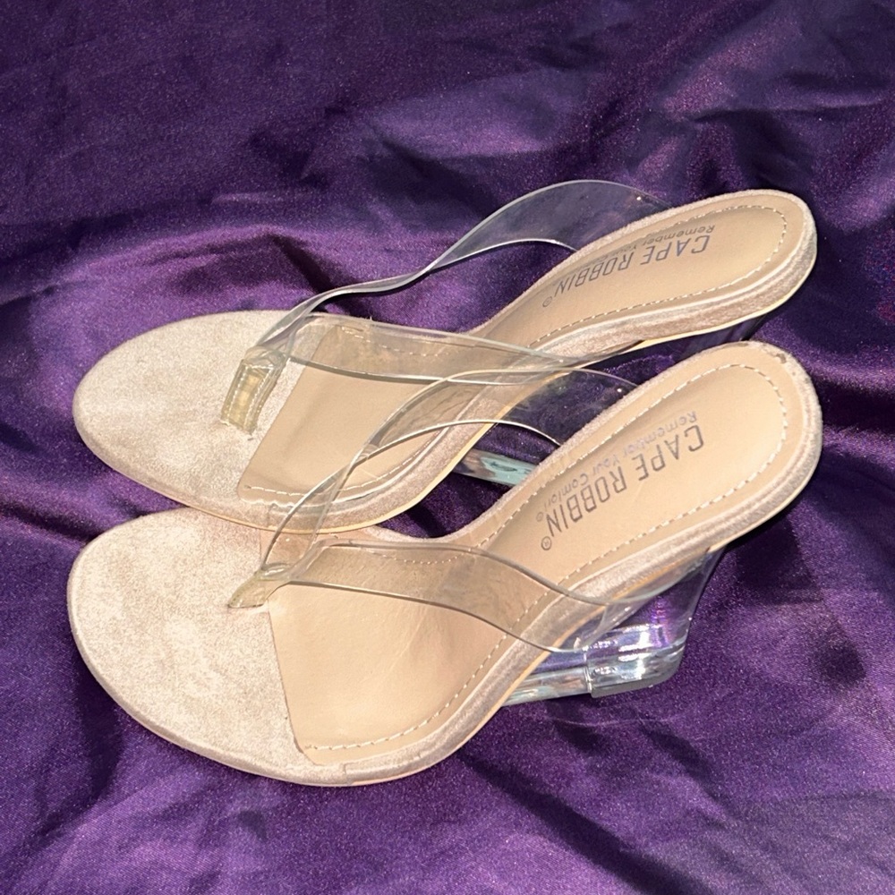 Cape Robbin Women's Transparent and Beige Heels - Picture 5 of 9